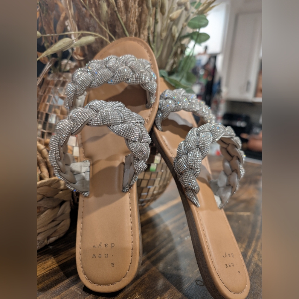 Silver sparkle braided sandals Target Target style Sandals 7 1/2
